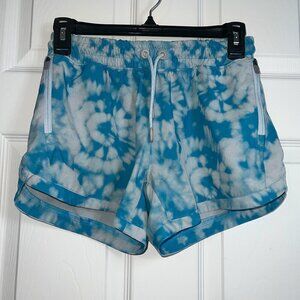 Athleta Girl Blue and White Watercolor Print Athletic Shorts Size XL/14